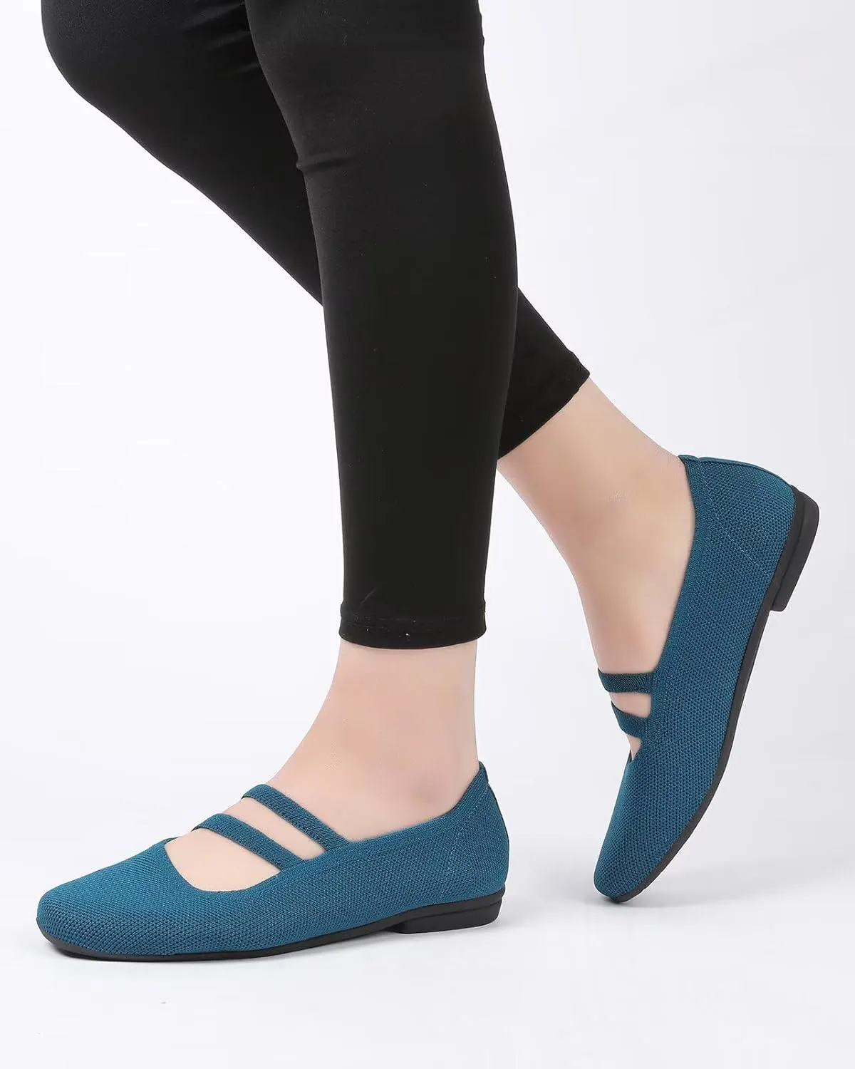 Women’s Ballet Flats Knit Mary Jane Flat Comfort Walking Slip-on Dressy Work Driving Shoes with Straps