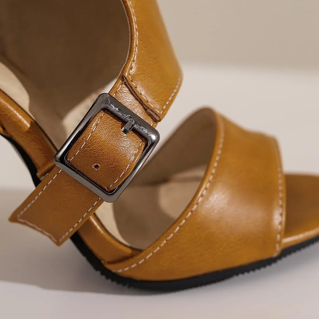 Women's Buckle Ankle Strappy Dressy Heeled Sandals Open Toe Gladiator Side Zip Stilettos High Heel Party Sandal