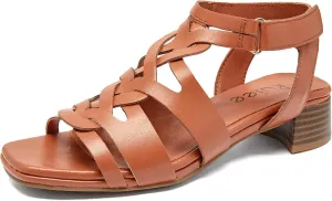 Women's Chunky Heeled Sandals - Block Low Heels Summer Ankle Strappy Square Open Toe Dressy Wedding Sandals for Women.