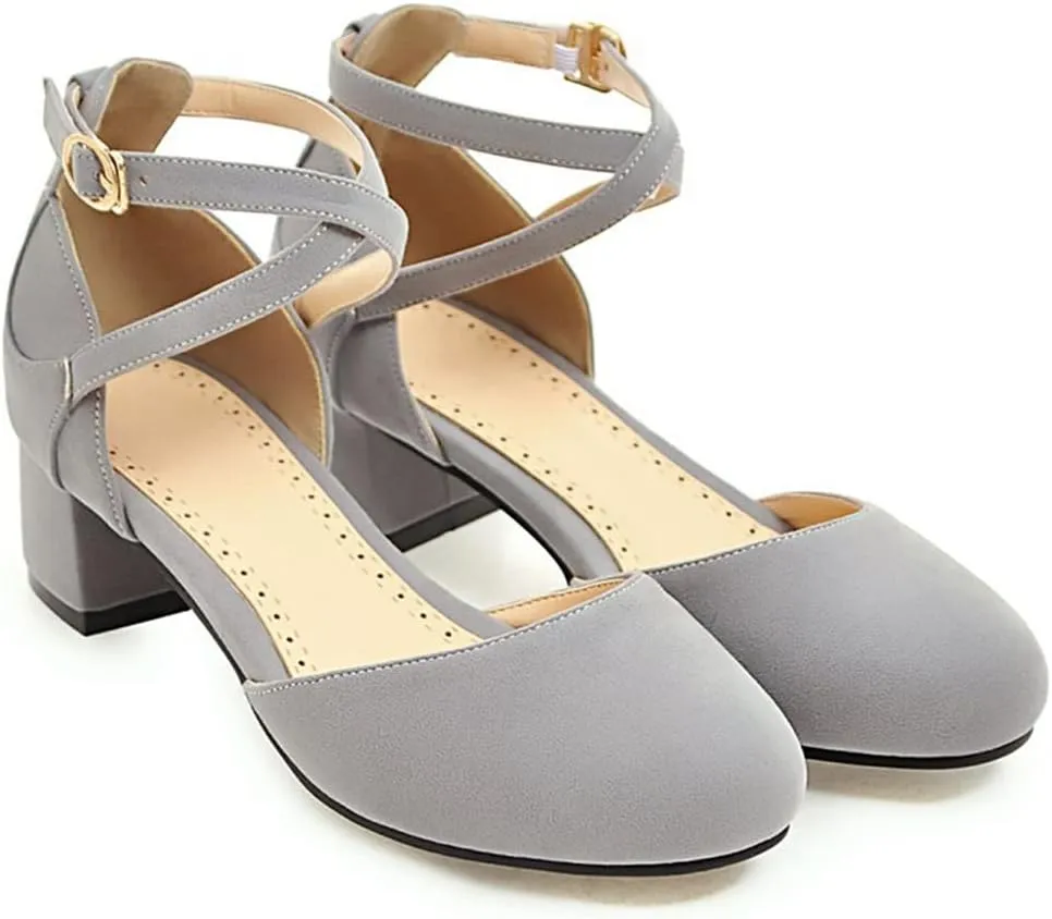 Women's Classic Mary Jane Pumps Square Toe Chunky Stack Block Heel Retro Vintage Dress Oxford Shoes
