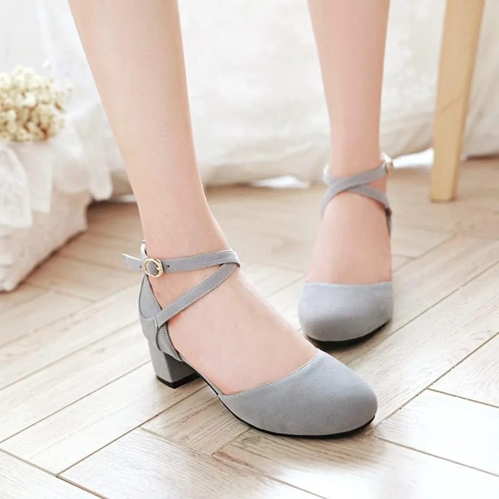 Women's Classic Mary Jane Pumps Square Toe Chunky Stack Block Heel Retro Vintage Dress Oxford Shoes