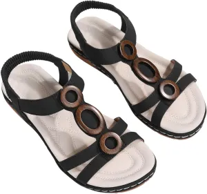 Women's Classic Sandals with Open Toe Stylish Walking Flats Comfortable Work Dressy Sandal Footwear for Summer Beach