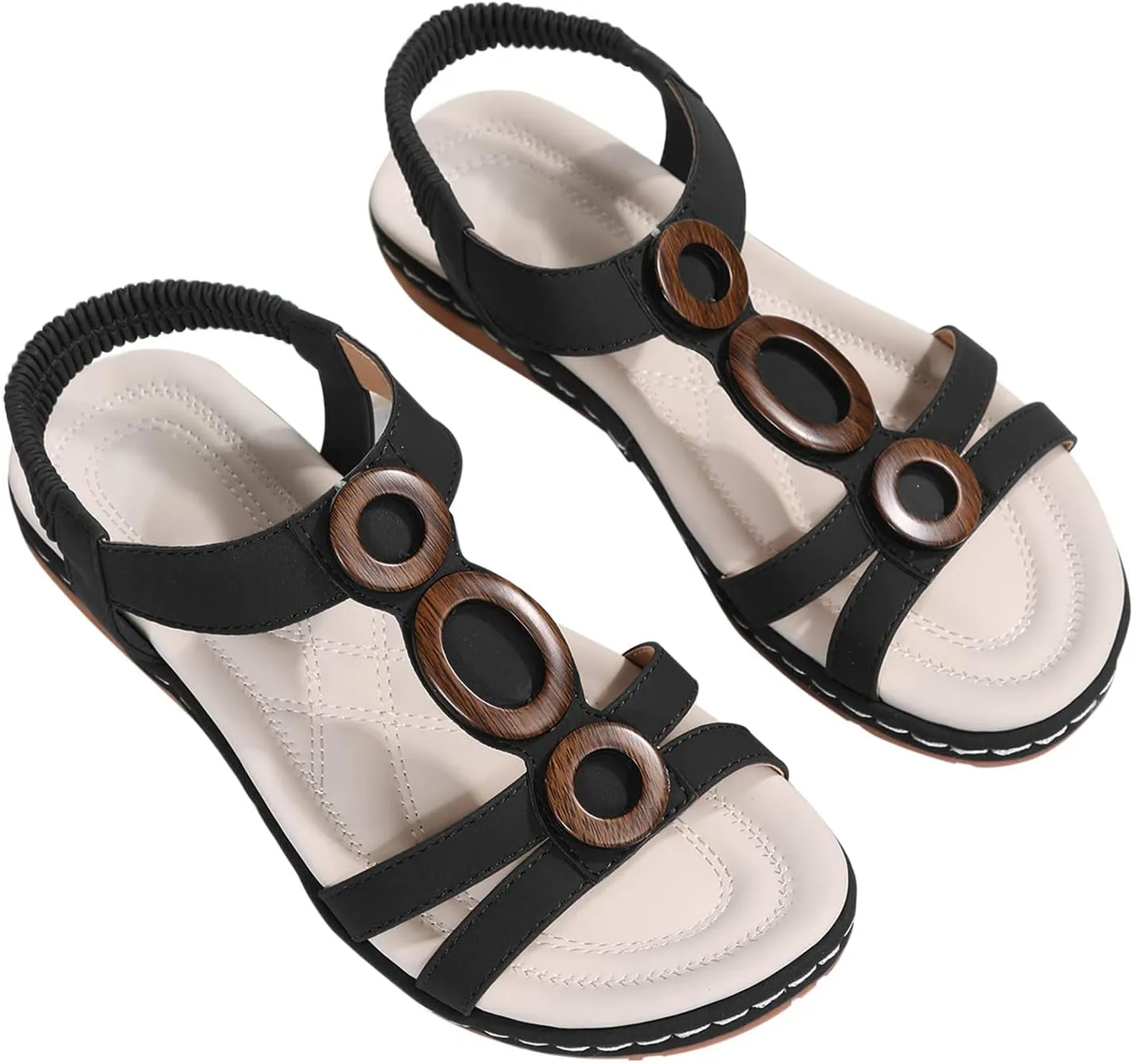 Women's Classic Sandals with Open Toe Stylish Walking Flats Comfortable Work Dressy Sandal Footwear for Summer Beach