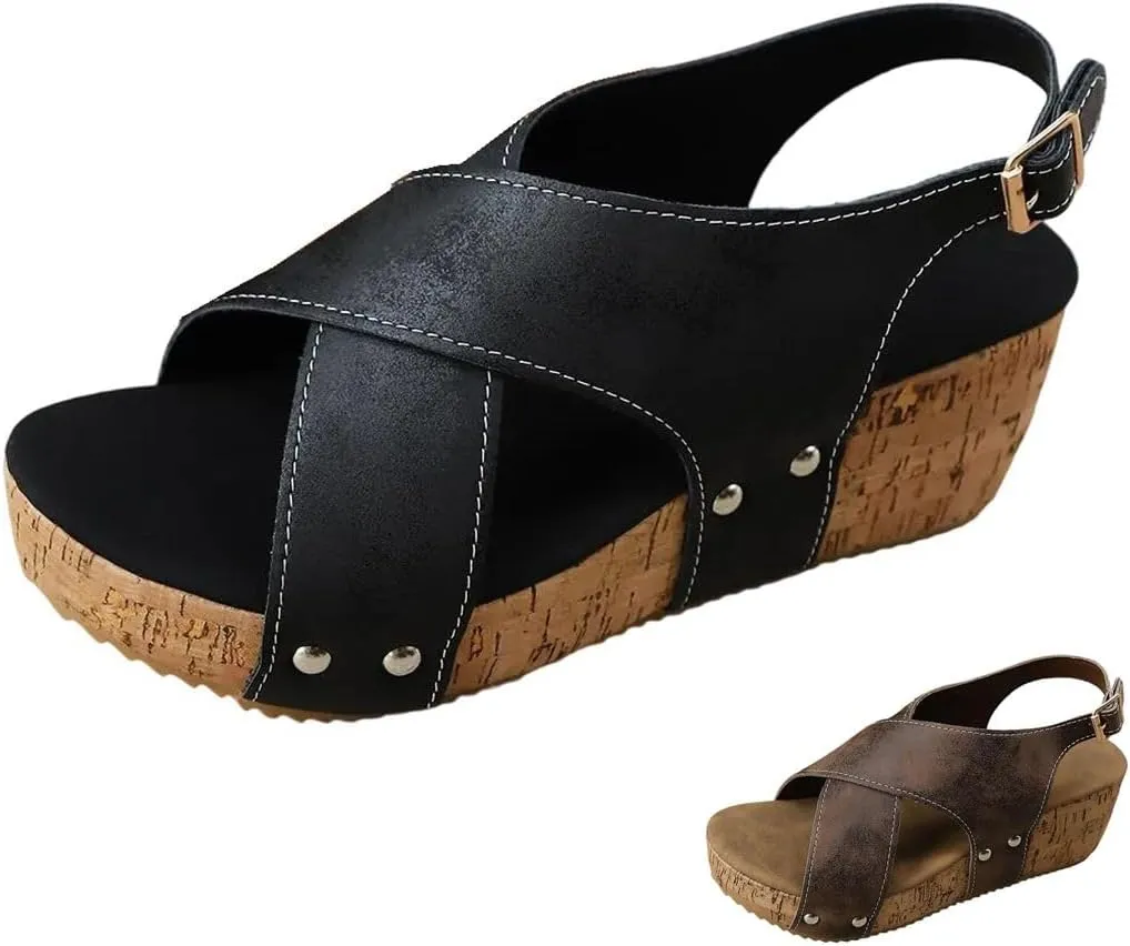 Women's Comfortable Ankle Strap Platform Wedge Sandals Ankle Strap Open Toe Boho Casual Dressy Summer Beach Dress Shoes