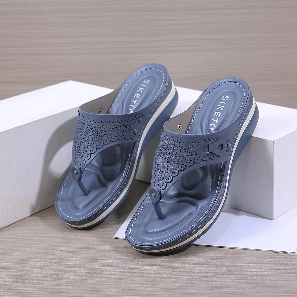 Women's Comfortable Low Heels Wedges Sandals Casual Walking Flipflops Slip On Summer Beach Thong Dress Sandal