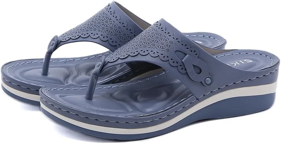 Women's Comfortable Low Heels Wedges Sandals Casual Walking Flipflops Slip On Summer Beach Thong Dress Sandal