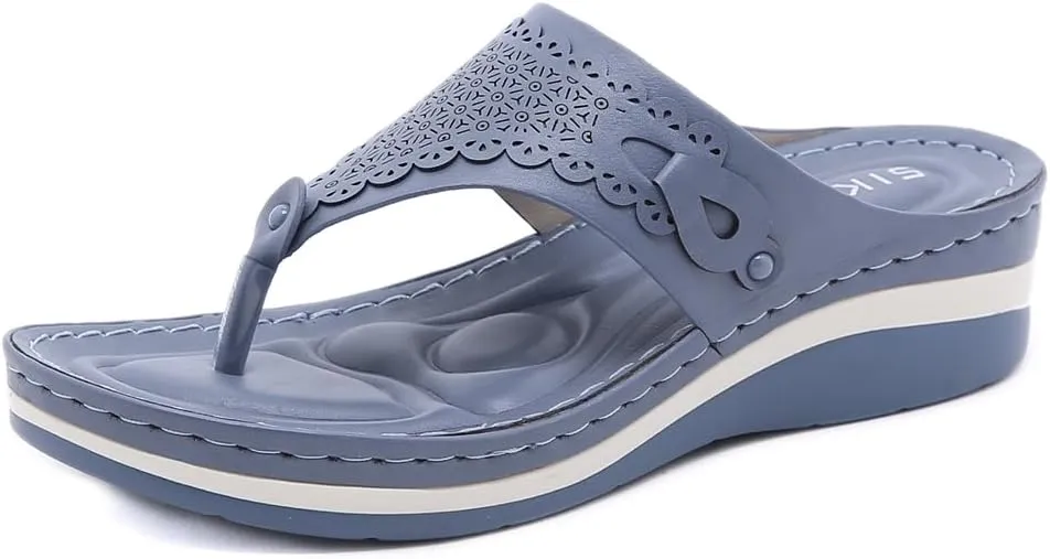 Women's Comfortable Low Heels Wedges Sandals Casual Walking Flipflops Slip On Summer Beach Thong Dress Sandal