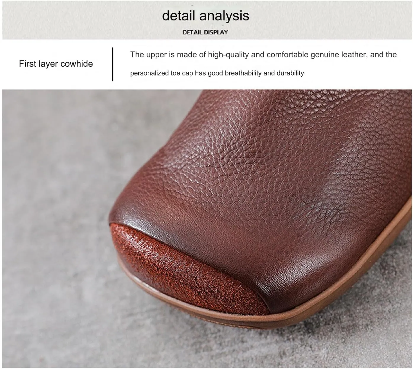 Women's Cowhide Colorblock Retro Mary Jane Shoes with Ankle Strap Round Toe Patchwork Comfort Flats Walking Shoes Slip On Soft Flat Heel Mam Loafers