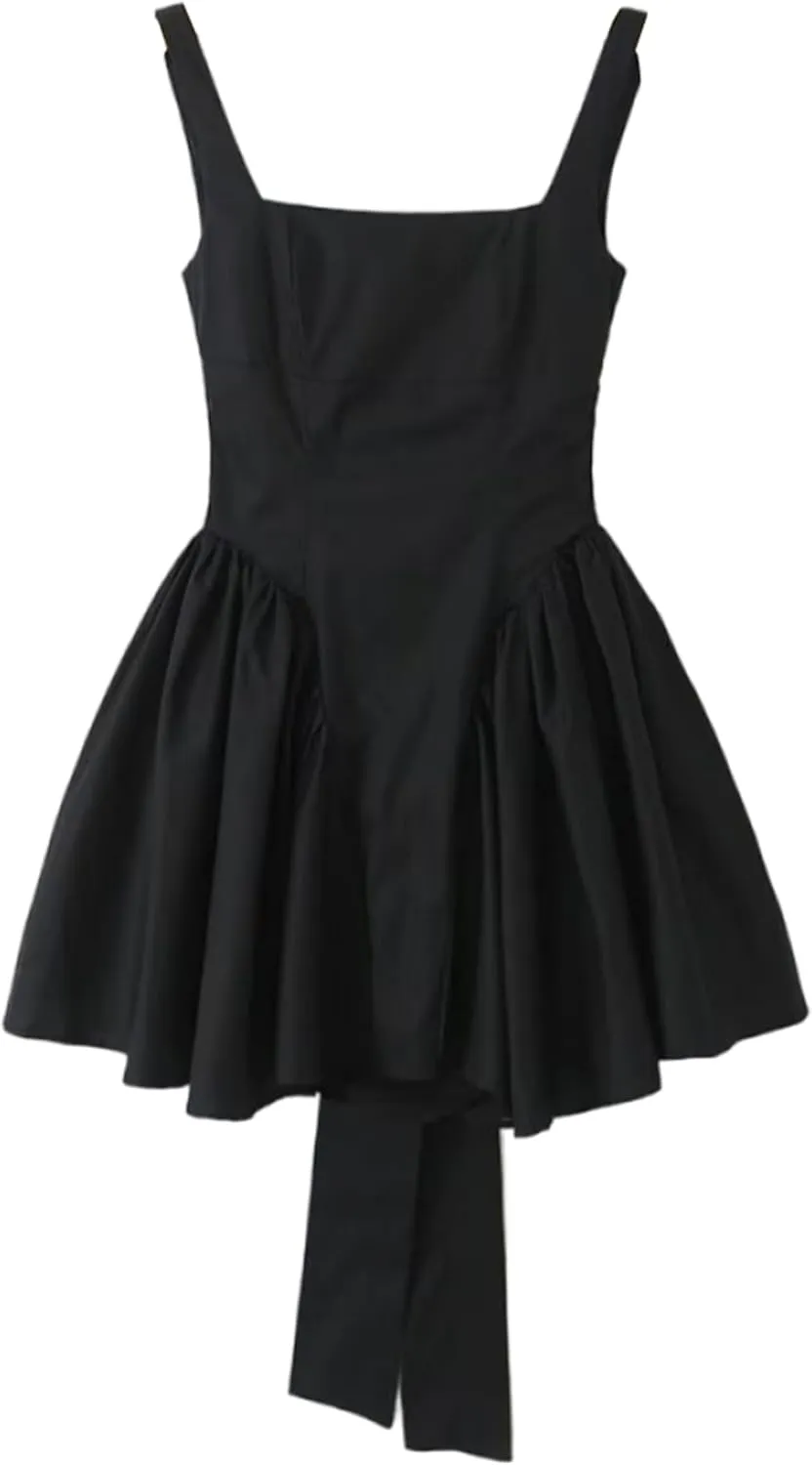 Womens Cute Summer Dresses Trendy Sleeveless Bow Back Tie Dress Sexy Mini Dress Cocktail Party Dresses for Date Night