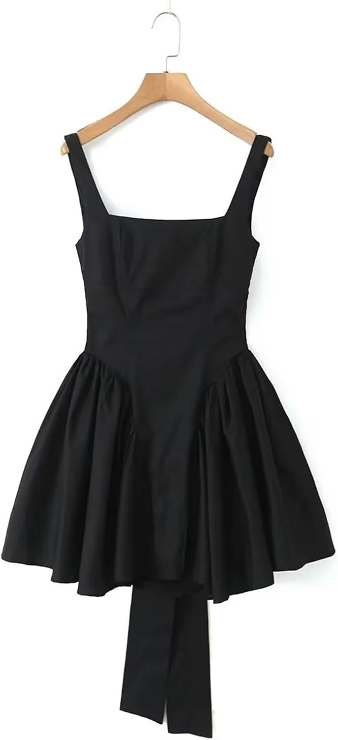 Womens Cute Summer Dresses Trendy Sleeveless Bow Back Tie Dress Sexy Mini Dress Cocktail Party Dresses for Date Night