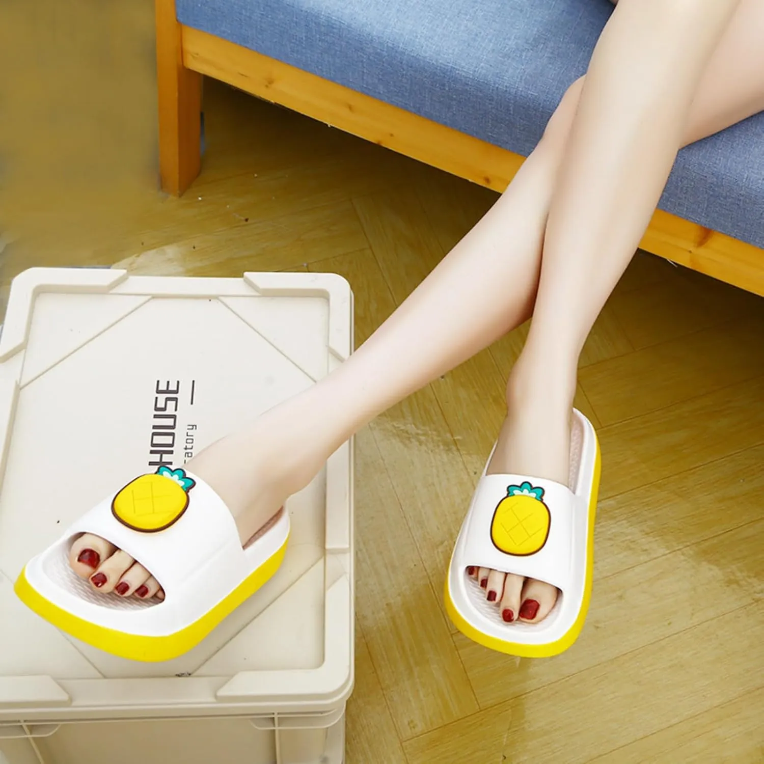 Womens Cute Summer Sandals Slippers Open-Toe Pillow Slides Cushioned Home Beach Indoor Outdoor Shower Shoes