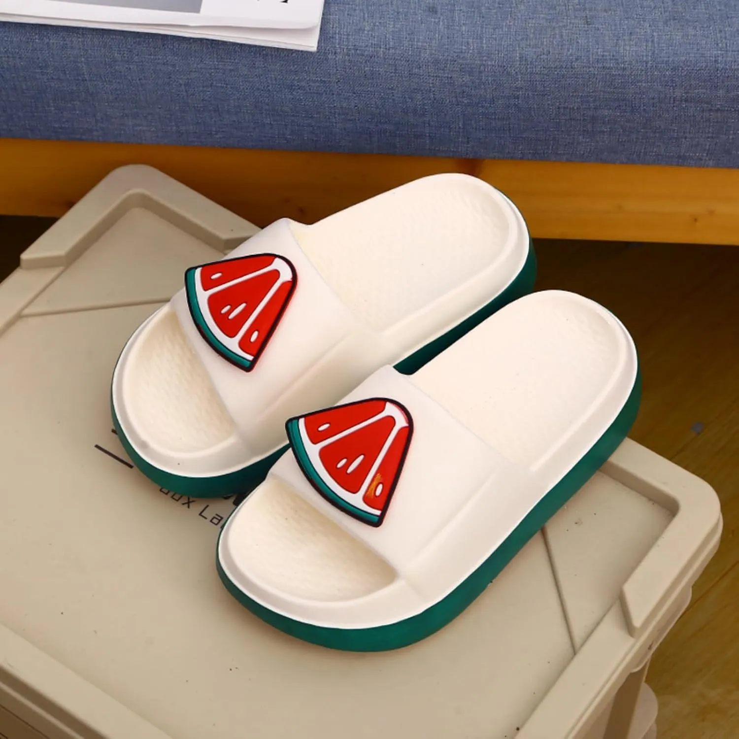 Womens Cute Summer Sandals Slippers Open-Toe Pillow Slides Cushioned Home Beach Indoor Outdoor Shower Shoes