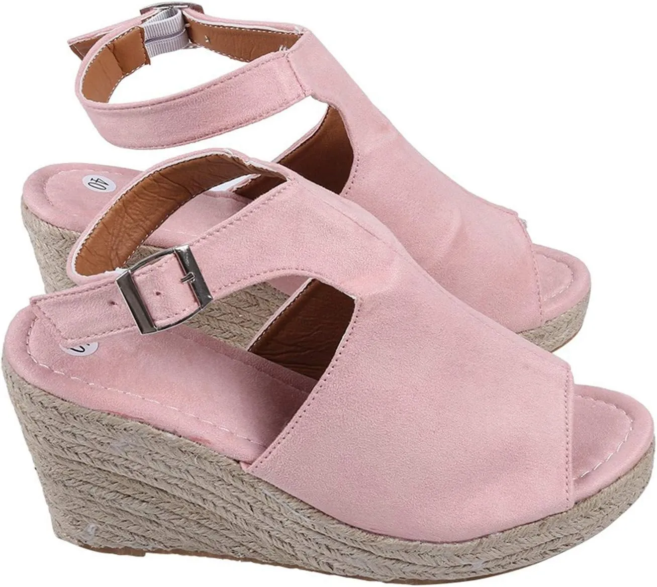 Women's Espadrille Wedges Sandals Slingback Buckle Strap Open Toe Platform Slip on Casual T Strap Heels Beach Shoes