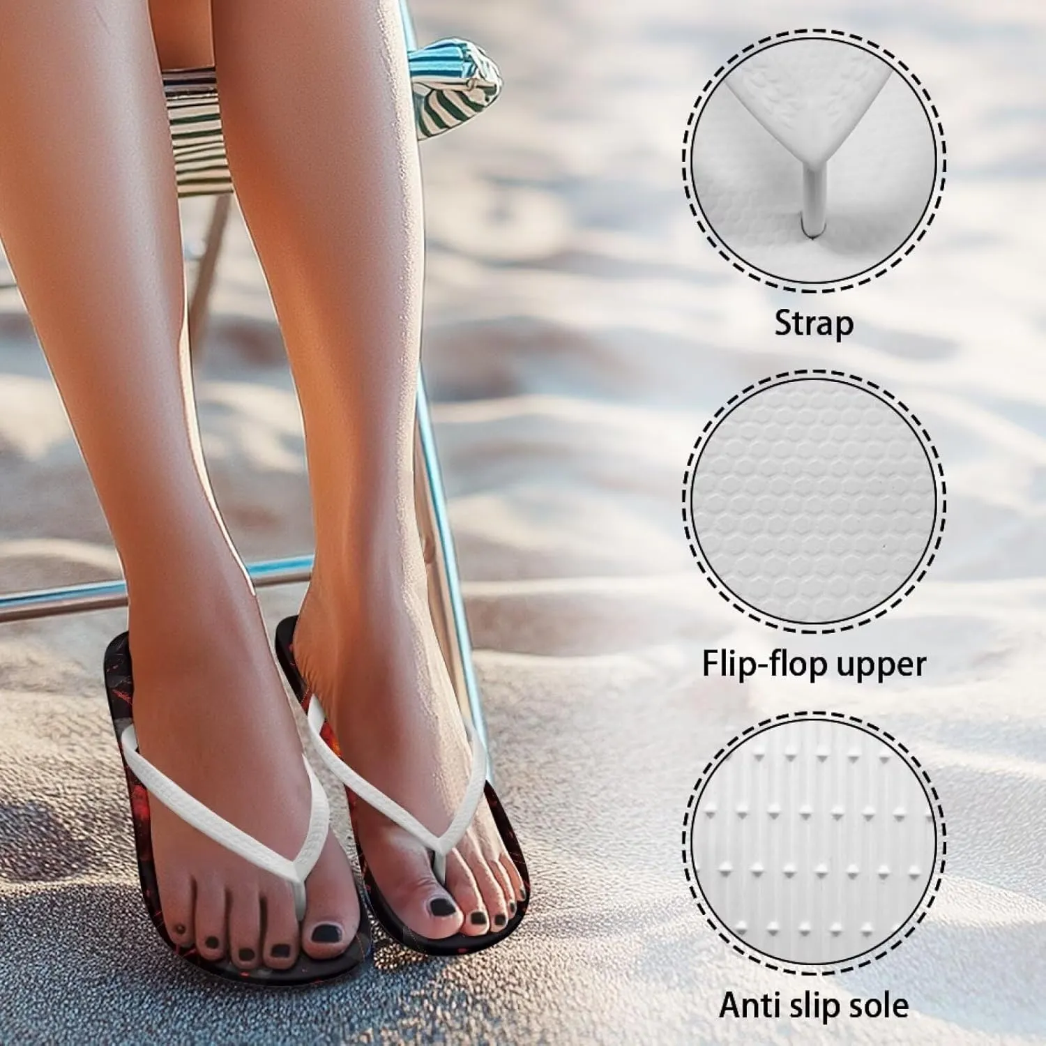 Women's Fashion Slippers Bedroom Bathroom Shower Shoes Slip On Sandals Slides Casual Peep Toe Beach Slippers Anti Slip Size US 5.5-9.5