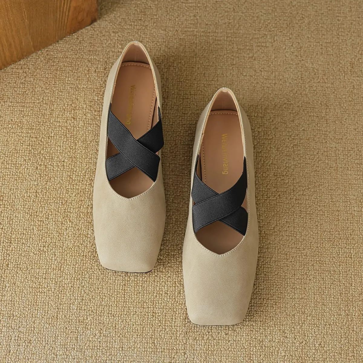 Womens Fashion Square Toe Single Shoes Intersect Ankle Strap Vintage Party