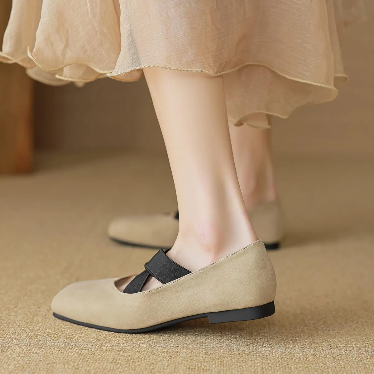 Womens Fashion Square Toe Single Shoes Intersect Ankle Strap Vintage Party