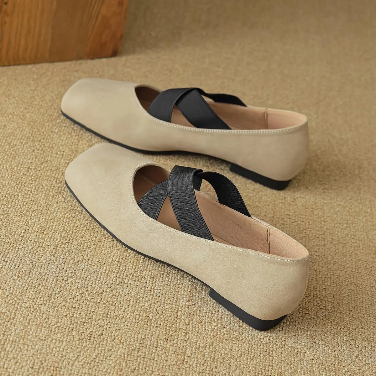 Womens Fashion Square Toe Single Shoes Intersect Ankle Strap Vintage Party
