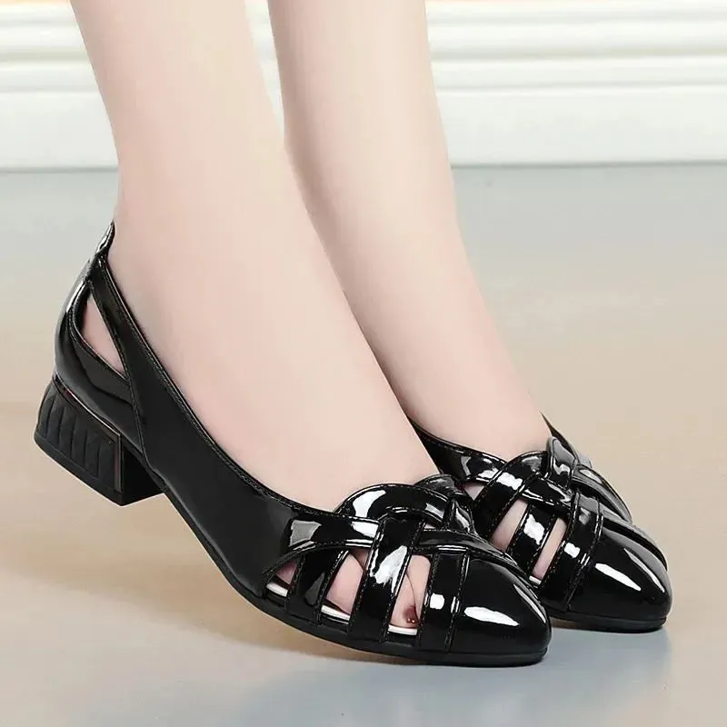 Women’s Fashion Sweet Lightweight Brown Slip-On Flats – Casual Black PU Leather Loafers for Spring, Office-Ready Zapatos Mujer