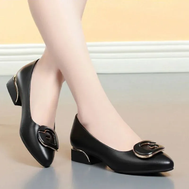 Women’s Fashion Sweet Lightweight Brown Slip-On Flats – Casual Black PU Leather Loafers for Spring, Office-Ready Zapatos Mujer