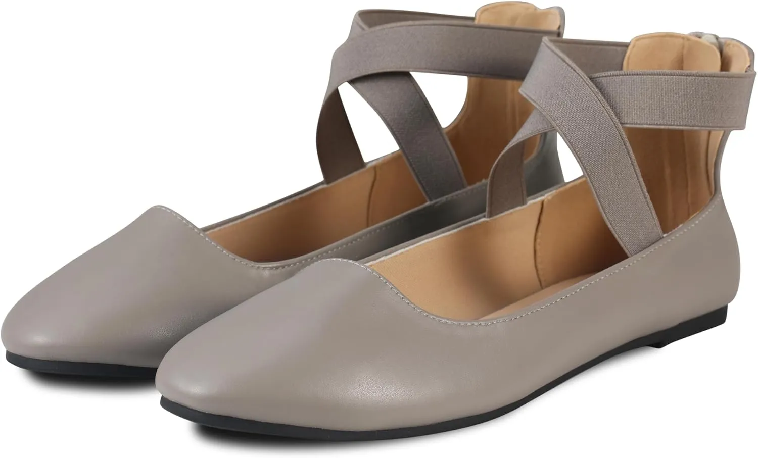 Women's Flats Comfortable Fashion Shoes for Women with Elastic Ankle Straps Dressy Ballerina Style Closed Toe s for Women Casual Flat