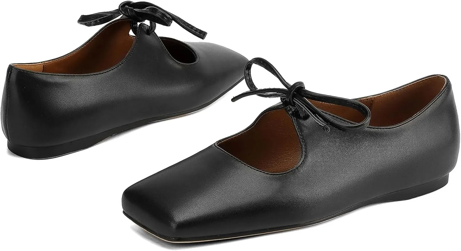 Women's Flats Soft Faux Leather Mary Jane Flats Comfortable Ballet Flats Business Casual Work Square Toe Slip On Dress Mary Jane Shoes