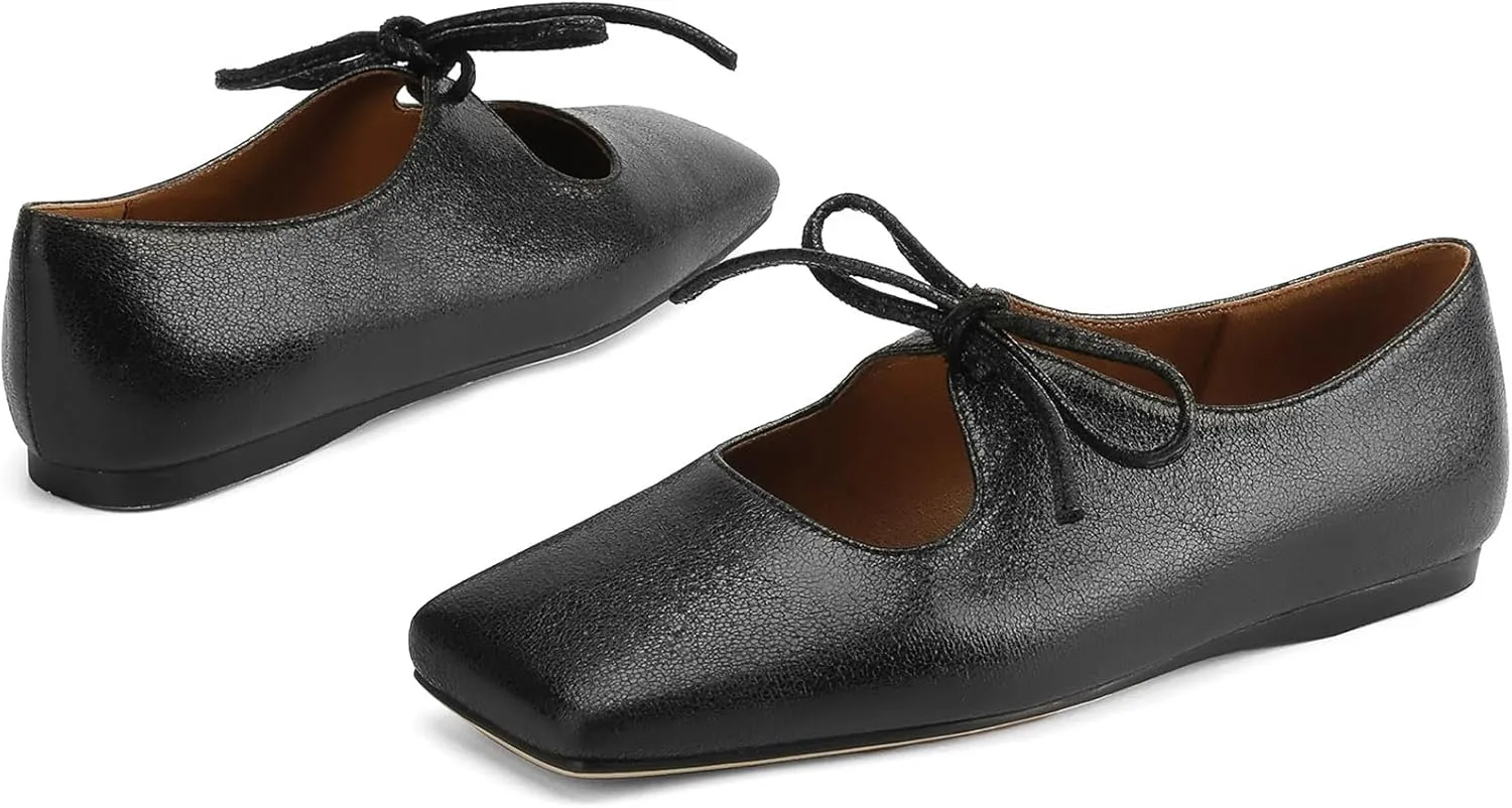 Women's Flats Soft Faux Leather Mary Jane Flats Comfortable Ballet Flats Business Casual Work Square Toe Slip On Dress Mary Jane Shoes
