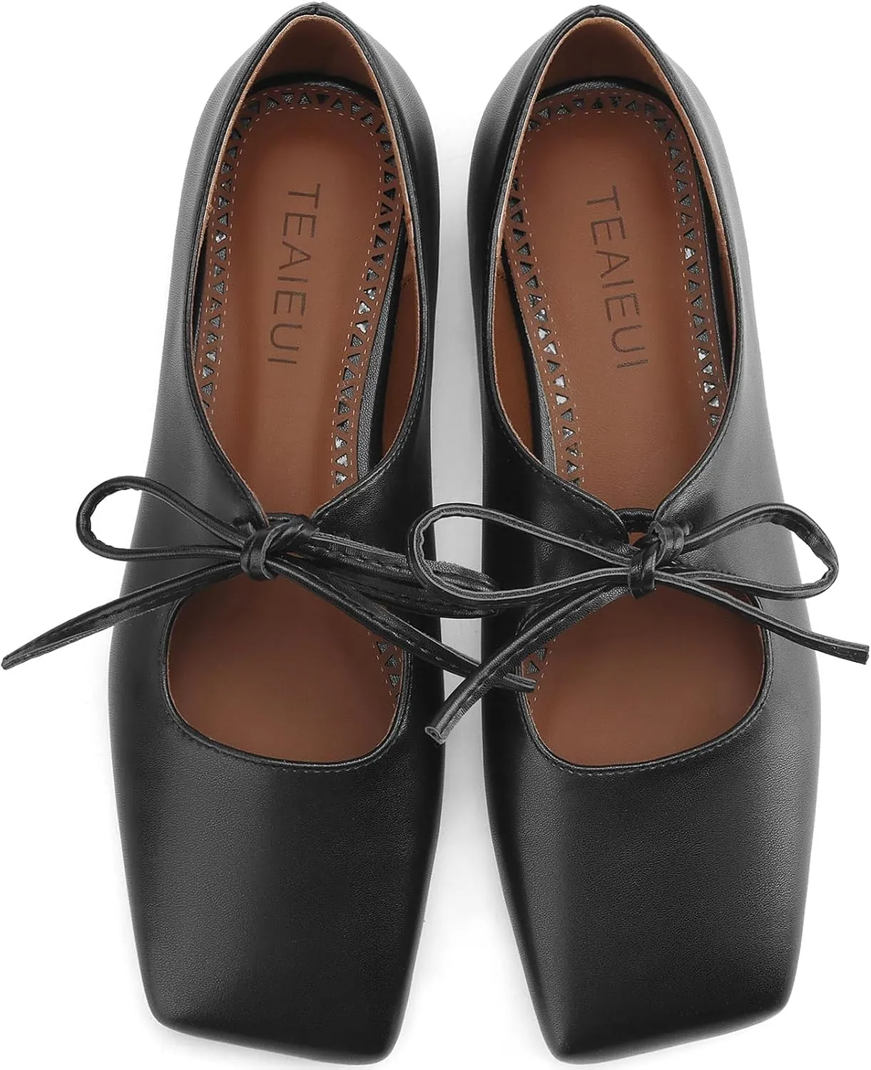 Women's Flats Soft Faux Leather Mary Jane Flats Comfortable Ballet Flats Business Casual Work Square Toe Slip On Dress Mary Jane Shoes
