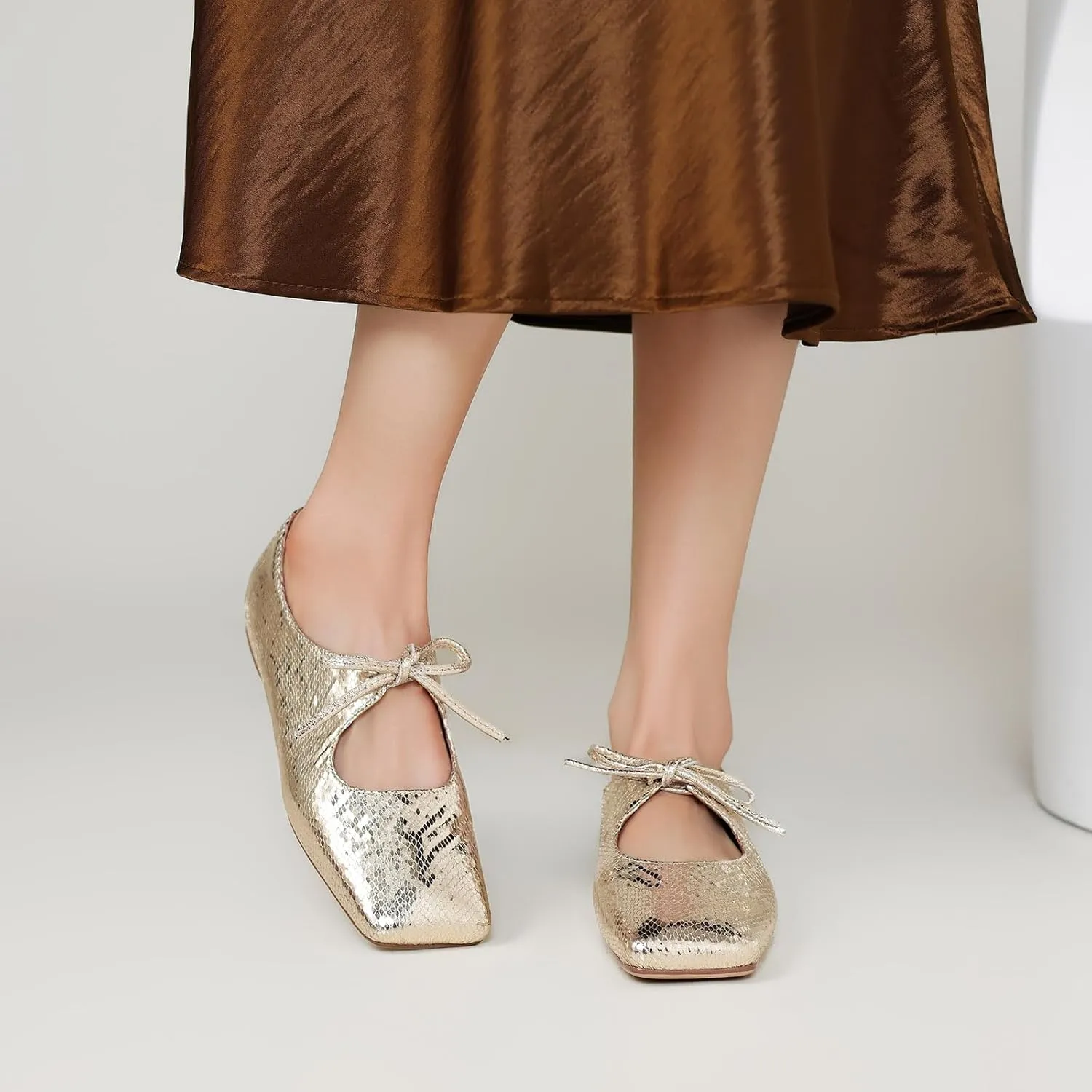 Women's Flats Soft Faux Leather Mary Jane Flats Comfortable Ballet Flats Business Casual Work Square Toe Slip On Dress Mary Jane Shoes