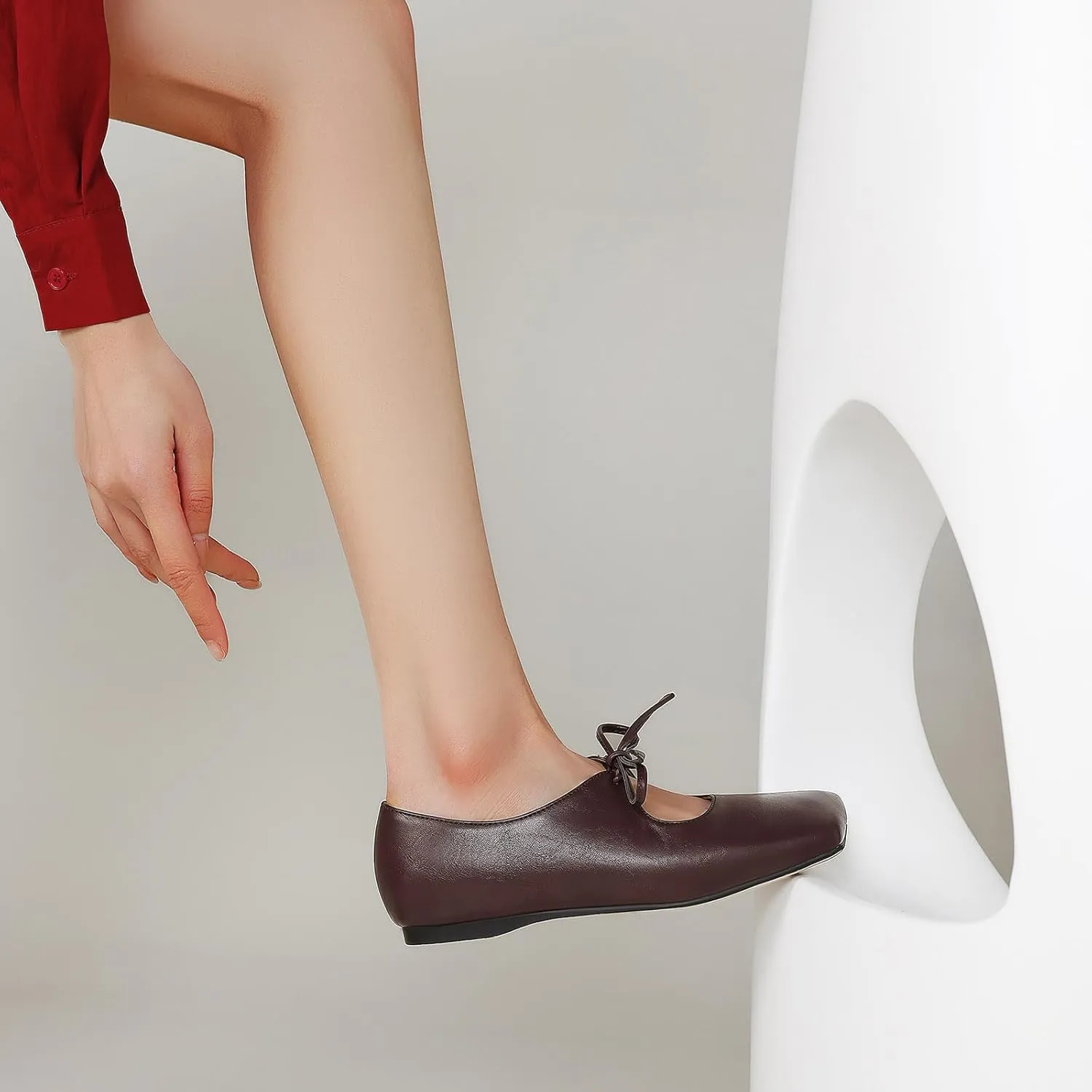 Women's Flats Soft Faux Leather Mary Jane Flats Comfortable Ballet Flats Business Casual Work Square Toe Slip On Dress Mary Jane Shoes