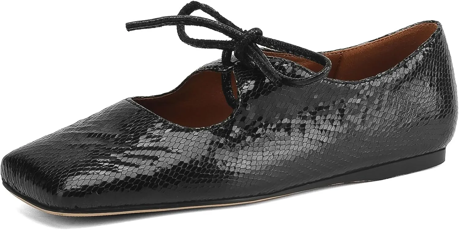Women's Flats Soft Faux Leather Mary Jane Flats Comfortable Ballet Flats Business Casual Work Square Toe Slip On Dress Mary Jane Shoes
