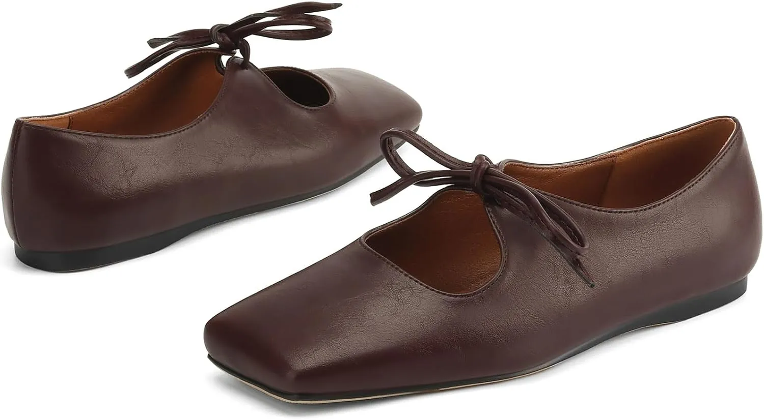 Women's Flats Soft Faux Leather Mary Jane Flats Comfortable Ballet Flats Business Casual Work Square Toe Slip On Dress Mary Jane Shoes