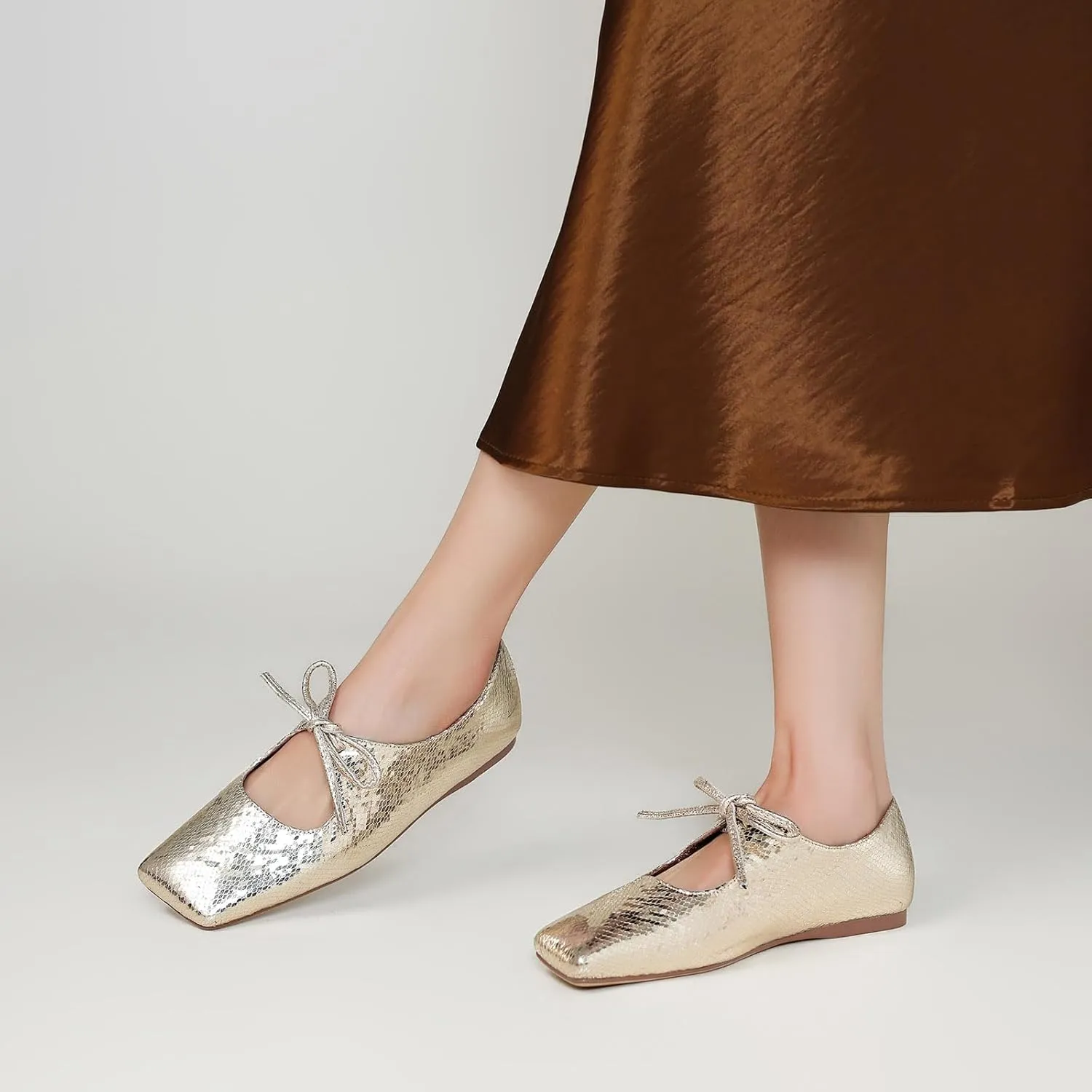 Women's Flats Soft Faux Leather Mary Jane Flats Comfortable Ballet Flats Business Casual Work Square Toe Slip On Dress Mary Jane Shoes