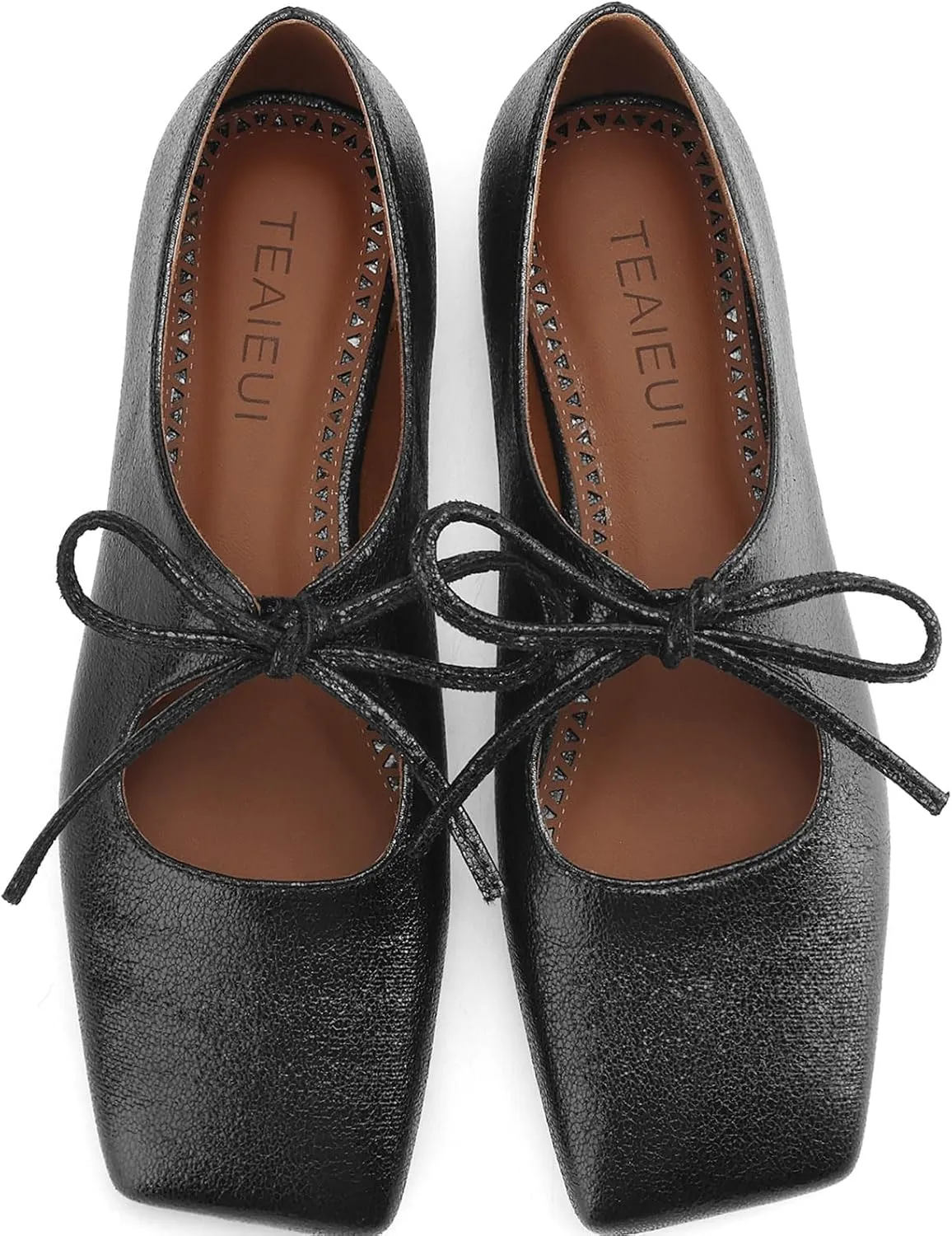 Women's Flats Soft Faux Leather Mary Jane Flats Comfortable Ballet Flats Business Casual Work Square Toe Slip On Dress Mary Jane Shoes