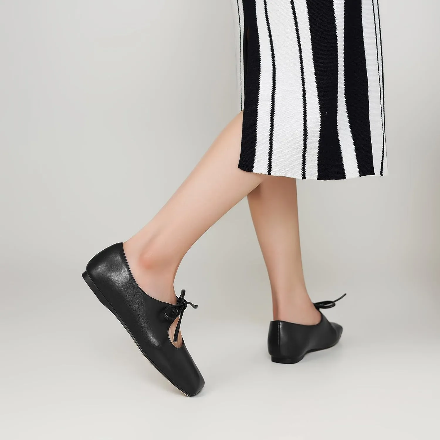 Women's Flats Soft Faux Leather Mary Jane Flats Comfortable Ballet Flats Business Casual Work Square Toe Slip On Dress Mary Jane Shoes