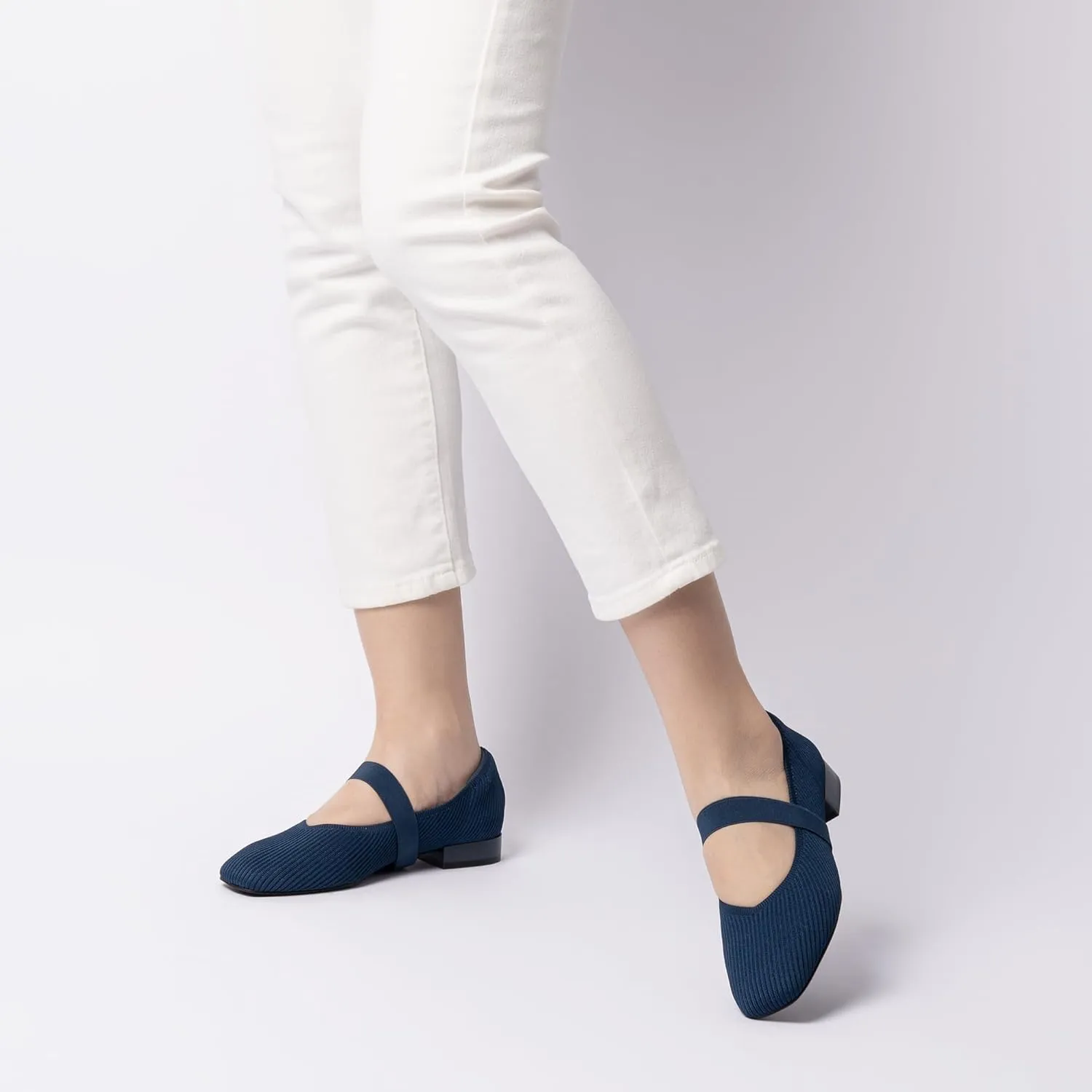 Women's Flats with Arch Support, Square Toe Ballet Flats, Comfortable Slip On Knit Dress Shoe, Anti-Loose Shoe Band Included 6-11