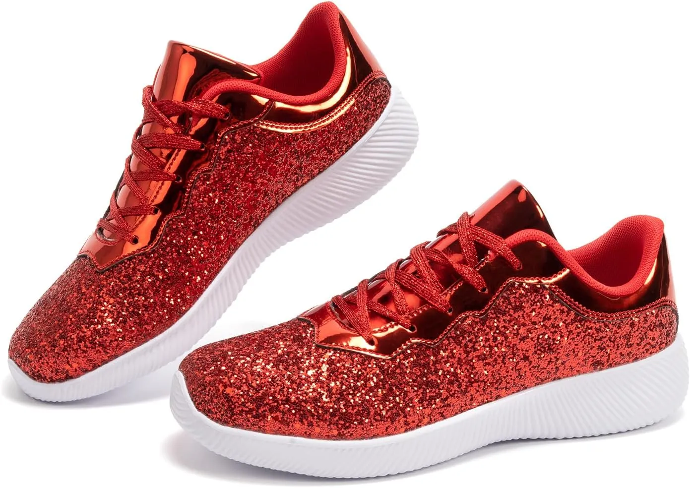 Women's Glitter Sneakers Shoes Lightweight Tennis Shoes Metallic Sequin Walking Shoes