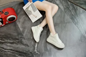 Women's High Top Fashion Sneakers Crystal Sneakers Glitter Wedding Bridal Shoes