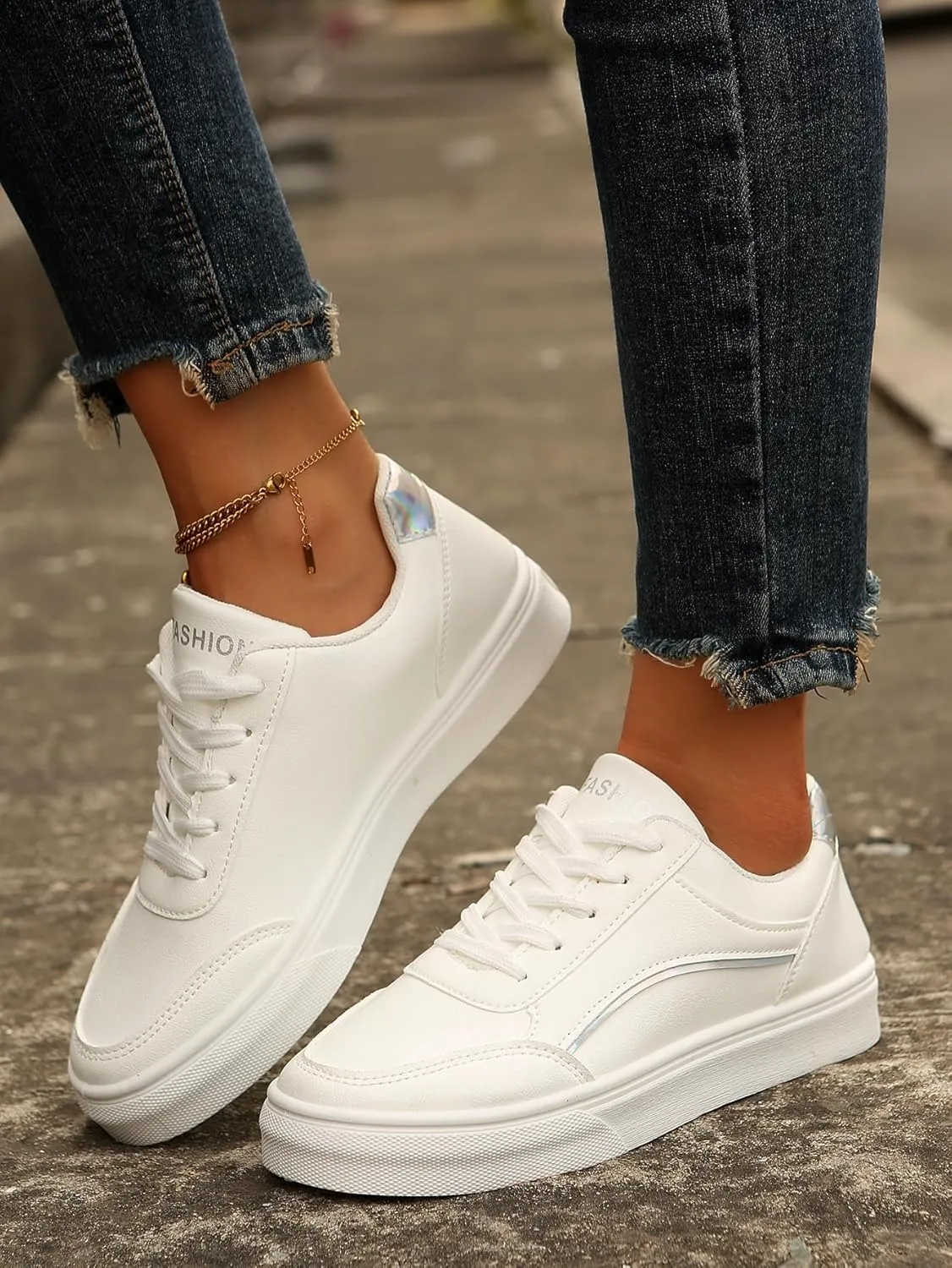 Women's Leather Platform Sneakers – Lightweight Heel Faux Leather and Sparkly Shoes for Weddings, Parties, and Everyday Fashion