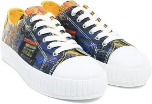 Women’s Low Top Platform Lace Up Canvas Van Gogh Shoes - Casual Fashion & Walking Sneakers Famous Print Art