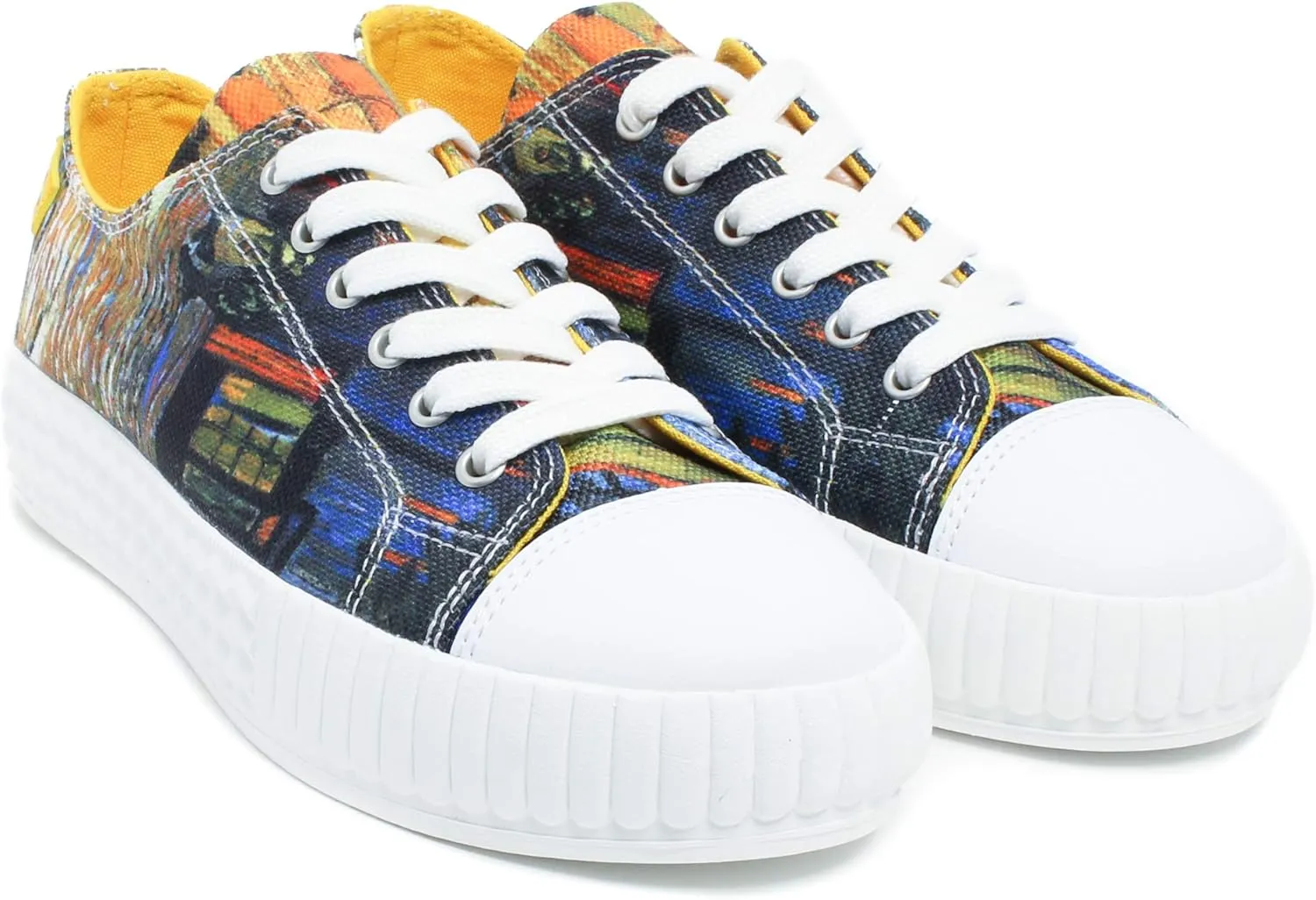 Women’s Low Top Platform Lace Up Canvas Van Gogh Shoes - Casual Fashion & Walking Sneakers Famous Print Art