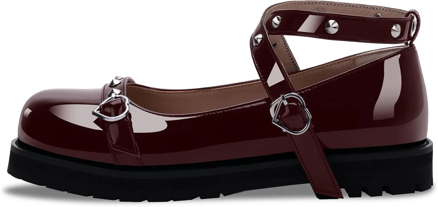 Women's Mary Janes Flats Platform Heels Ankle Strap Strappy Goth Shoes