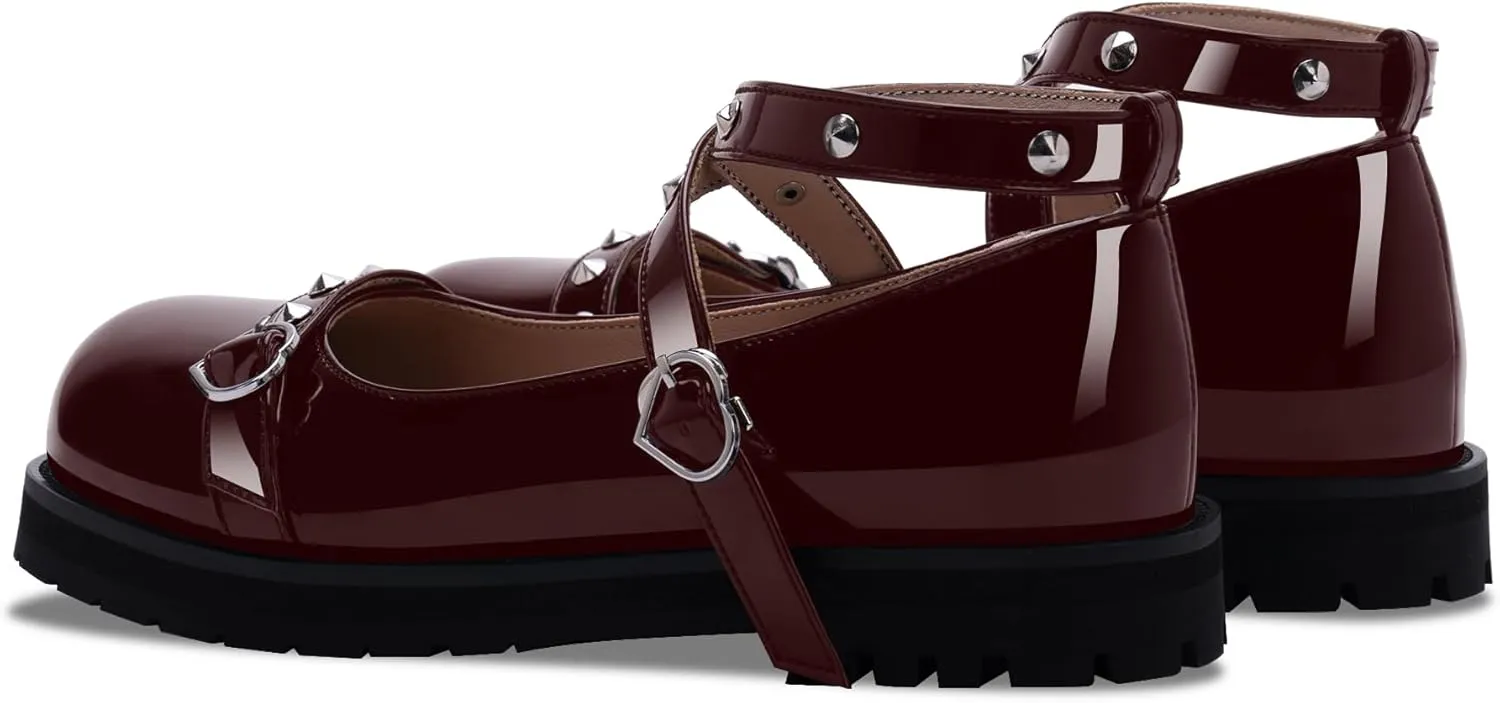 Women's Mary Janes Flats Platform Heels Ankle Strap Strappy Goth Shoes