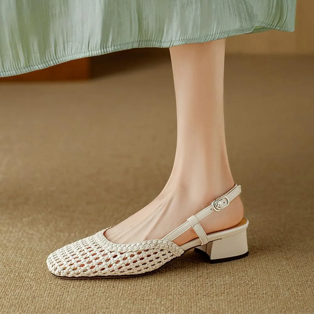 Women's Mesh Flats Pointed-Toe Dress Shoes Knit Classic Slingback Flat with Adjustable Buckle Sneaker 2025