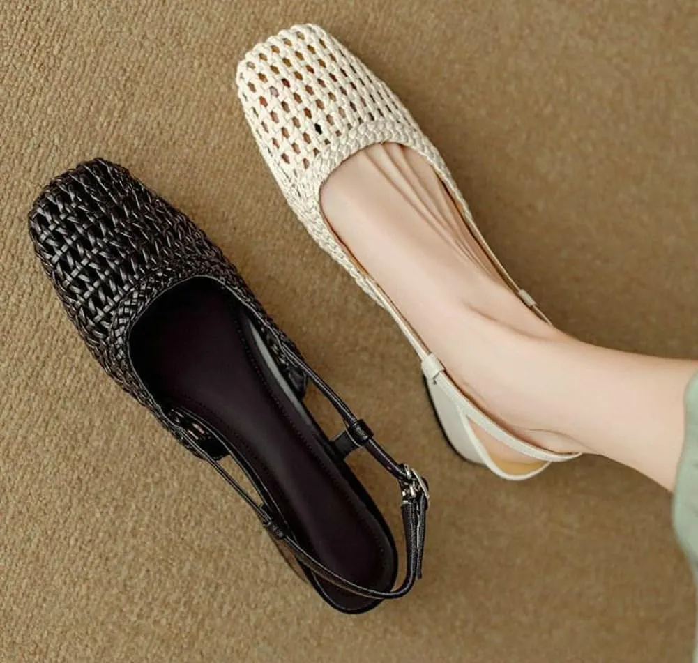 Women's Mesh Flats Pointed-Toe Dress Shoes Knit Classic Slingback Flat with Adjustable Buckle Sneaker 2025