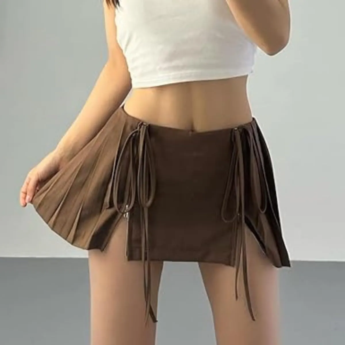 Women's Mini Skirt Lace Bow Pleated Zip Up Y2k Fairy Bodycon Skirt Sexy Streetwear Club Dress Harajuku Goth