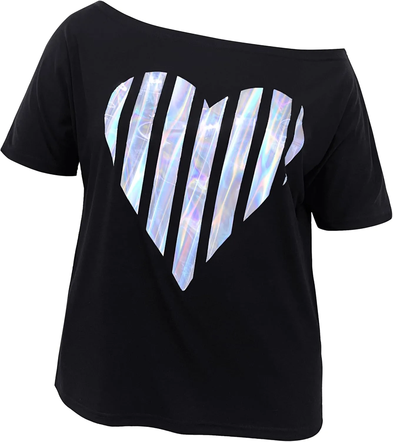 Womens Off The Shoulder Tops Shiny Shirts Short Sleeves Regular and Plus Size Dolman Metallic Tops