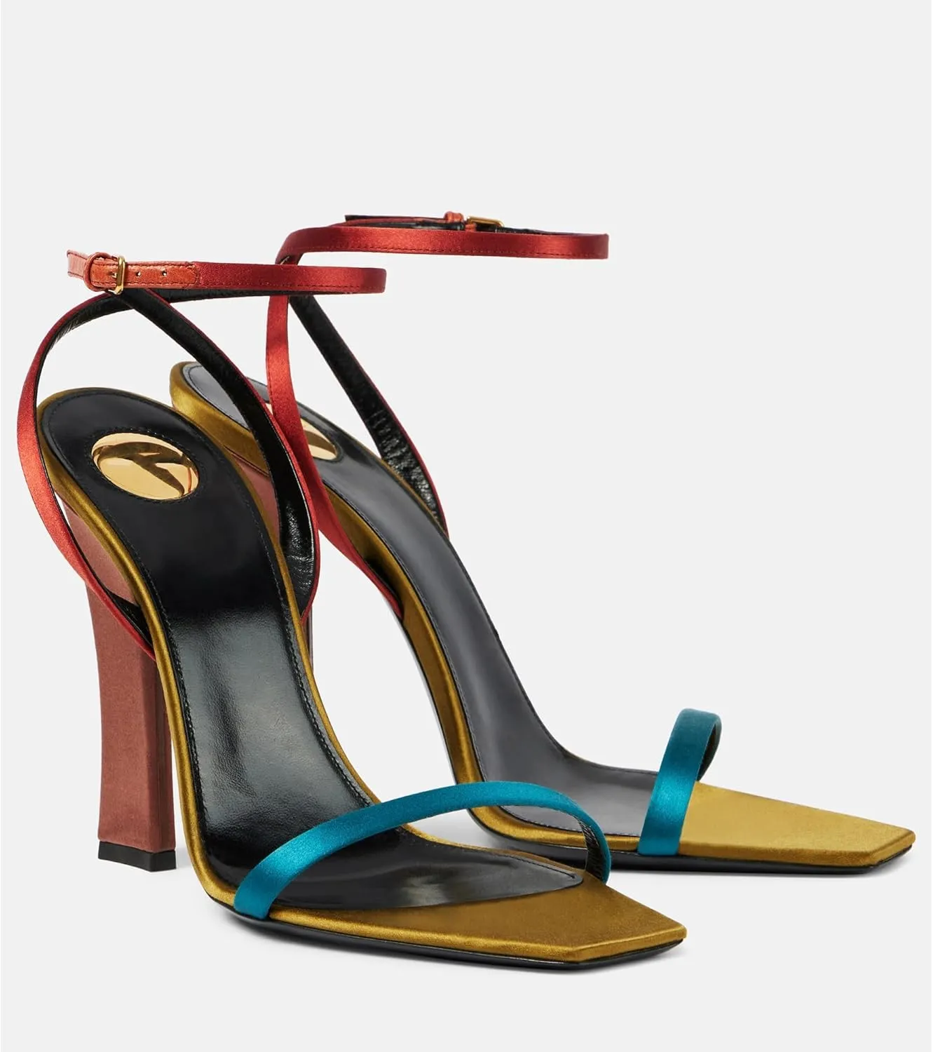 Women's Peep Toe Heels for Women Strappy square Open Toe Heeled Sandals Buckle Ankle Strap Heels Sexy Stiletto Wedding Dress Shoes