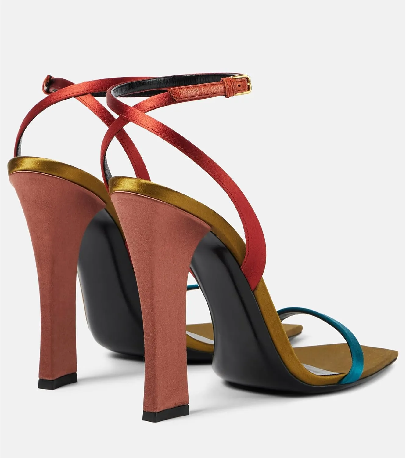 Women's Peep Toe Heels for Women Strappy square Open Toe Heeled Sandals Buckle Ankle Strap Heels Sexy Stiletto Wedding Dress Shoes