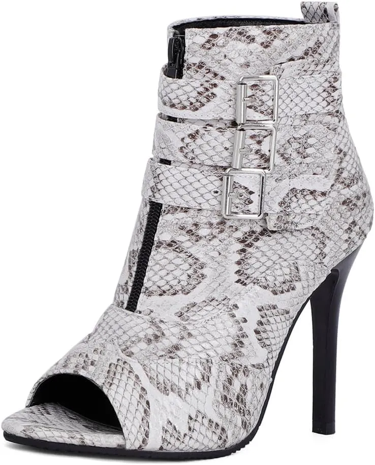 Women's Peep Toe Stilettos Heeled Sandals Boots Strappy Buckle High Heels Patry Dressy Ankle Booties