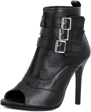 Women's Peep Toe Stilettos Heeled Sandals Boots Strappy Buckle High Heels Patry Dressy Ankle Booties